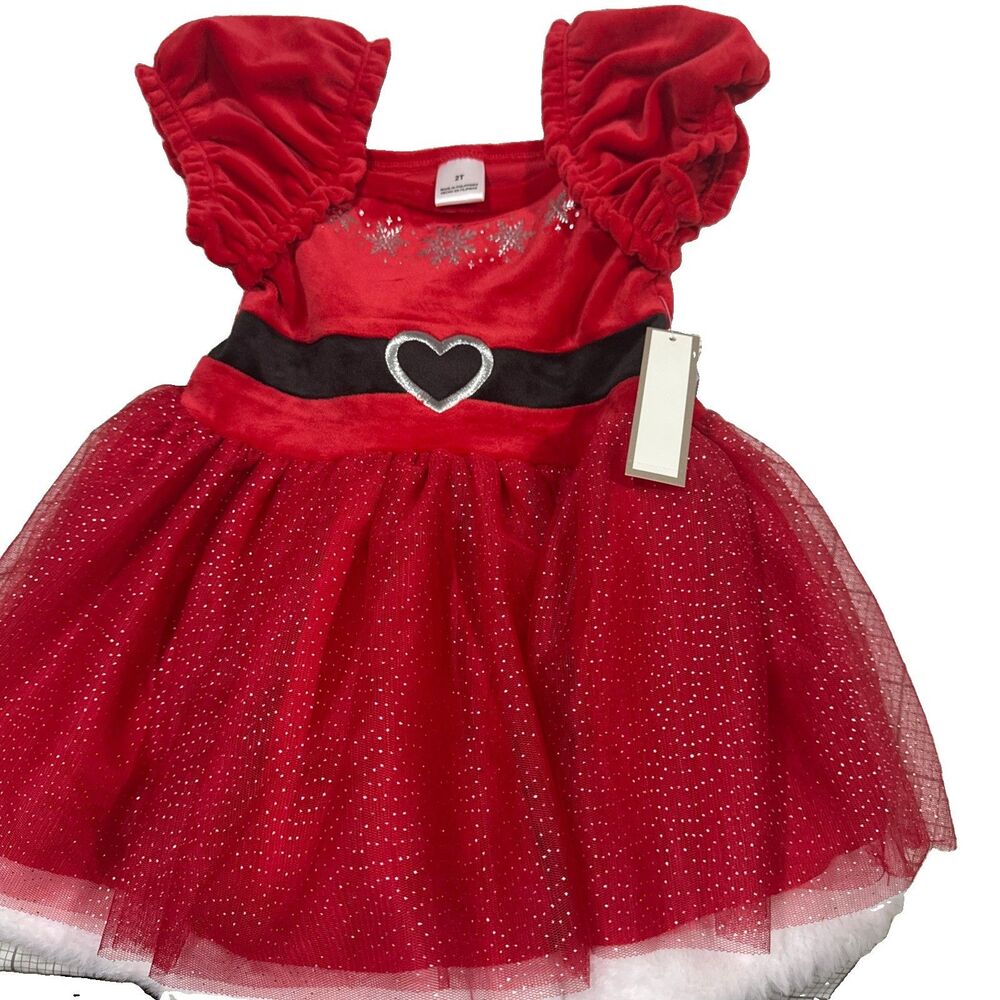 Holiday Time Toddler Girls Christmas Santa Red Tutu Dress Size 2T